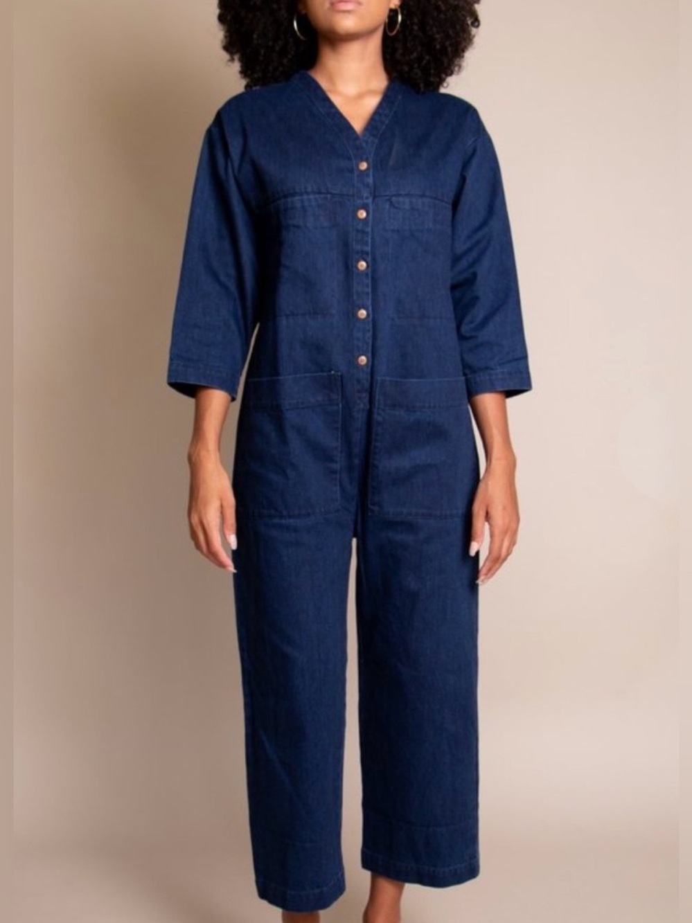 Ilana Kohn dark denim Tuck jumpsuit coveralls